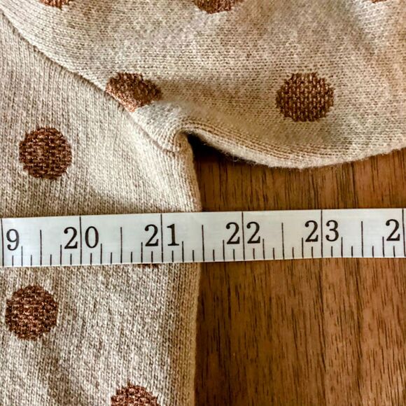 LOFT Women's Crewneck Sweater Wool Blend Metallic Latte Polka Dot in XL NWT - Picture 8 of 11